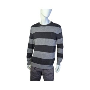 Tommy Hilfiger Striped Crewneck Sweater w/ Corduroy Elbow Patches,  Large
